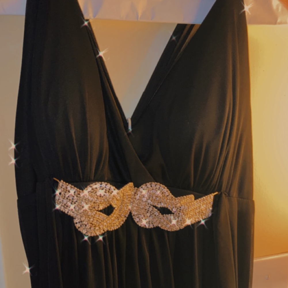 BLACK CHIFFON/CRYSTAL PARTY DRESS!! WORN ONCE